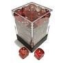 Chessex Dice: Nebula - D6 12mm Red/Silver Luminary (36) chx27954